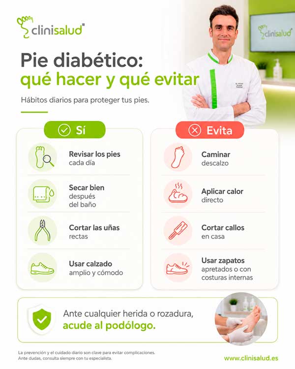 Qué hacer y qué evitar en el pie diabético