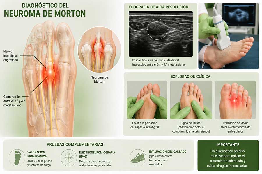 Diagnóstico del neuroma de Morton mediante exploración clínica y ecografía del pie en Albacete