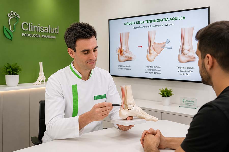 Valoración clínica de lesiones óseas y articulares del pie en Albacete mediante exploración podológica, estudio biomecánico y ecografía en CliniSalud.